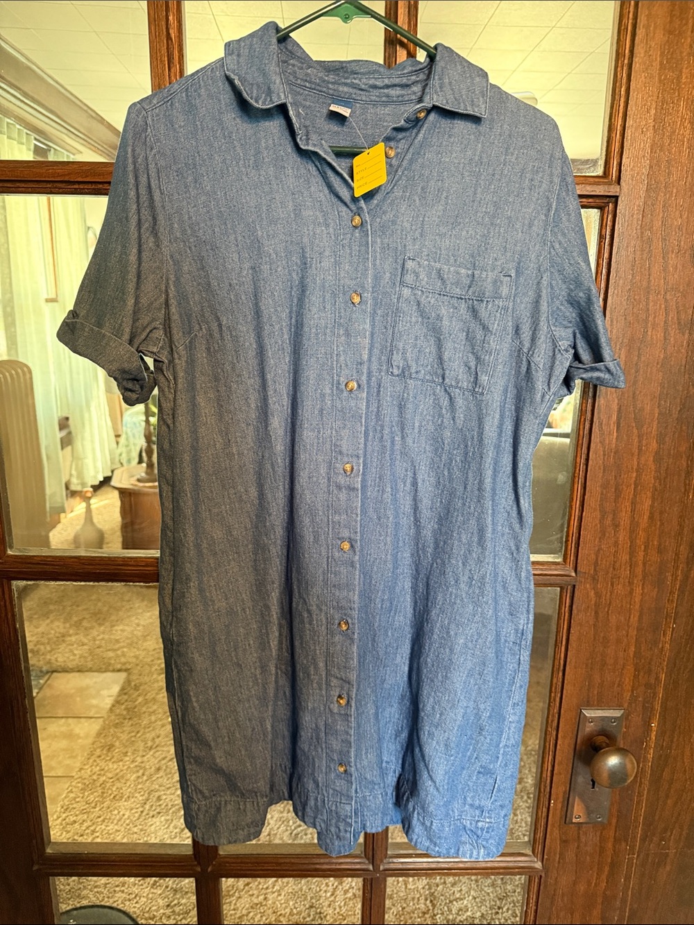 Old Navy Blue Denim-Effect Midi Shirt Dress